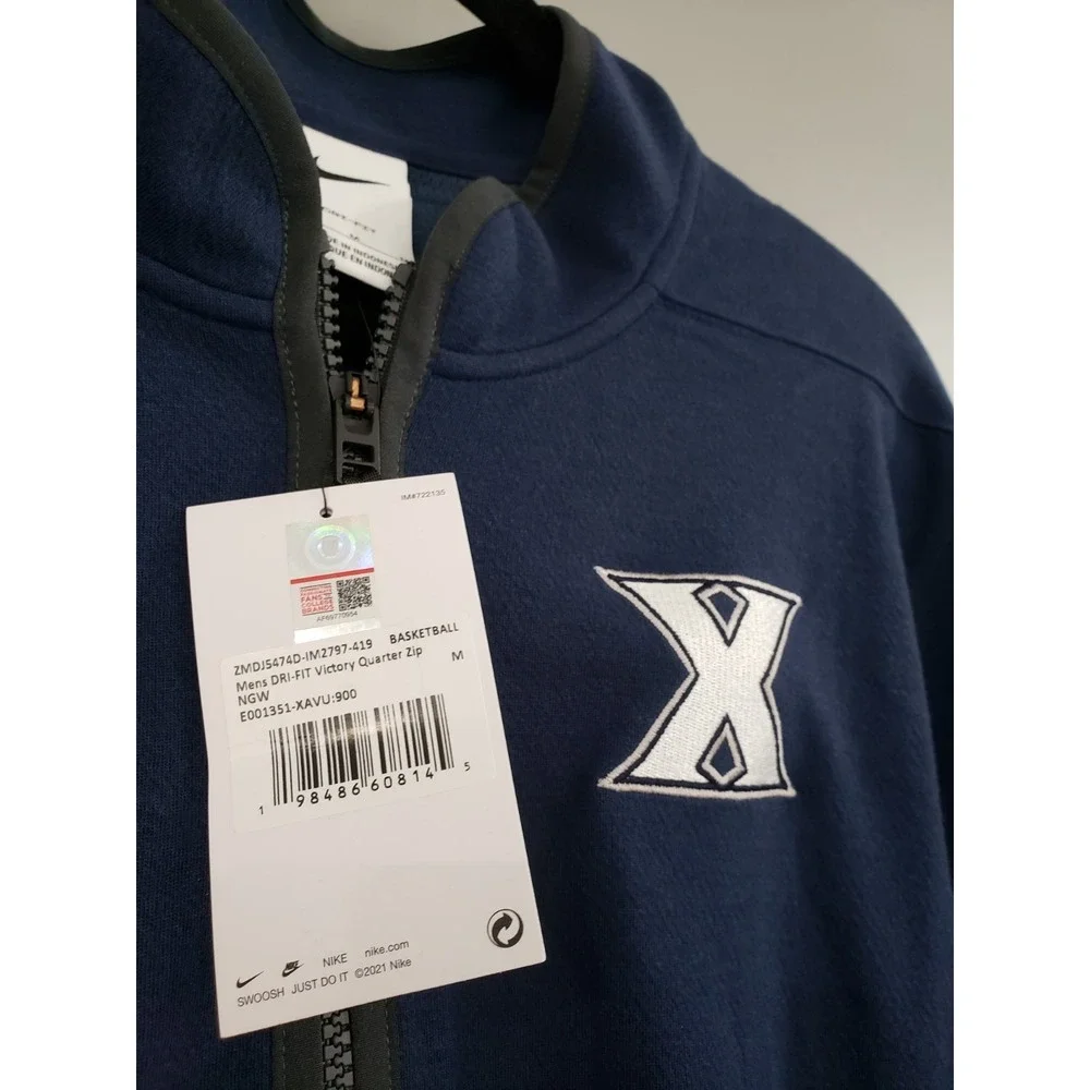 NWOT MEDIUM XAVIER UNIVERSITY MUSKETEERS NCAA Nike Quarter Zip Pullover Shirt